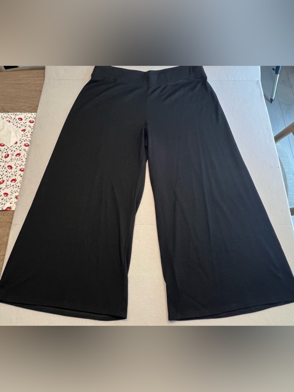 Eileen Fisher Pants Pull On Wool Black Wide Leg Size Large